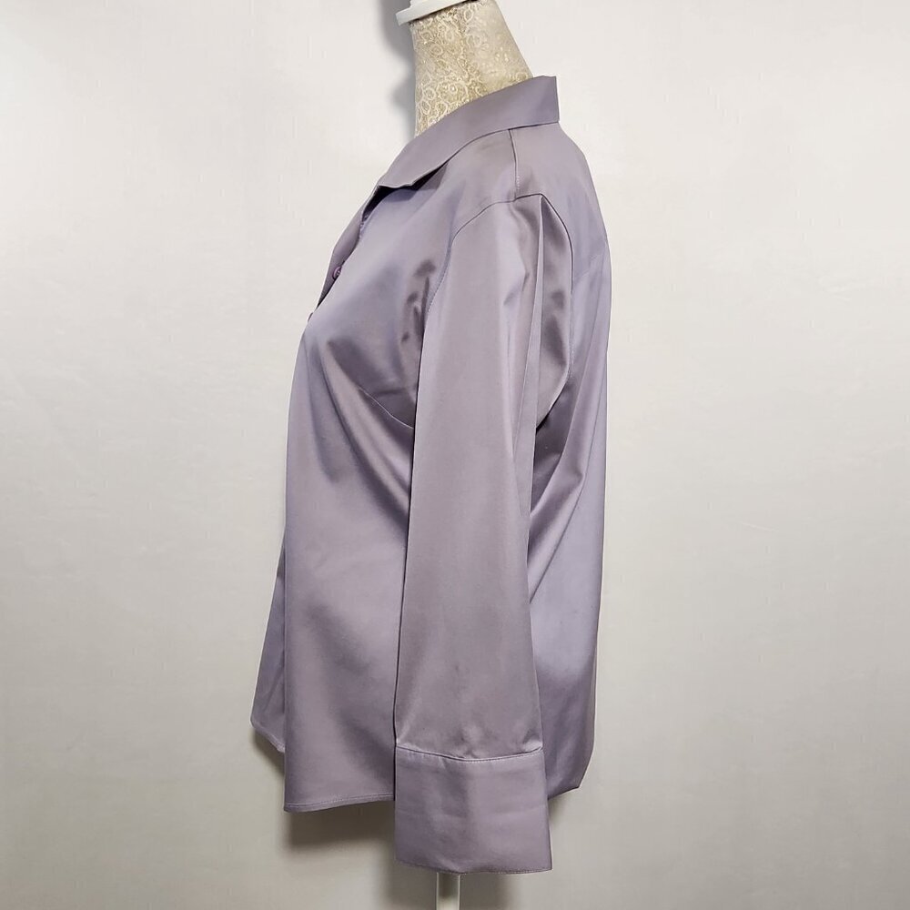 Chico's Women's Size 0/4-6 Lavender Non Iron Stretch 3/4 Sleeve Button Up Shirt - Picture 10 of 15